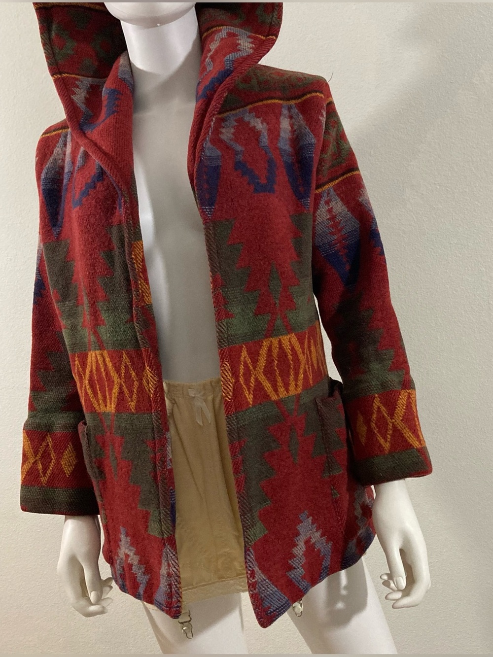 Ralph Lauren Country Vintage Wool Hooded Blanket Coat Women's Size XS